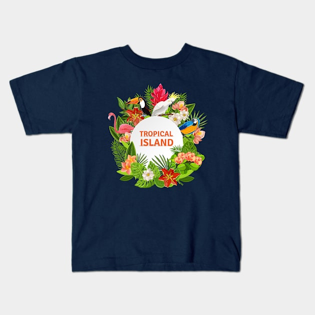 Tropical Island Kids T-Shirt by Mako Design 